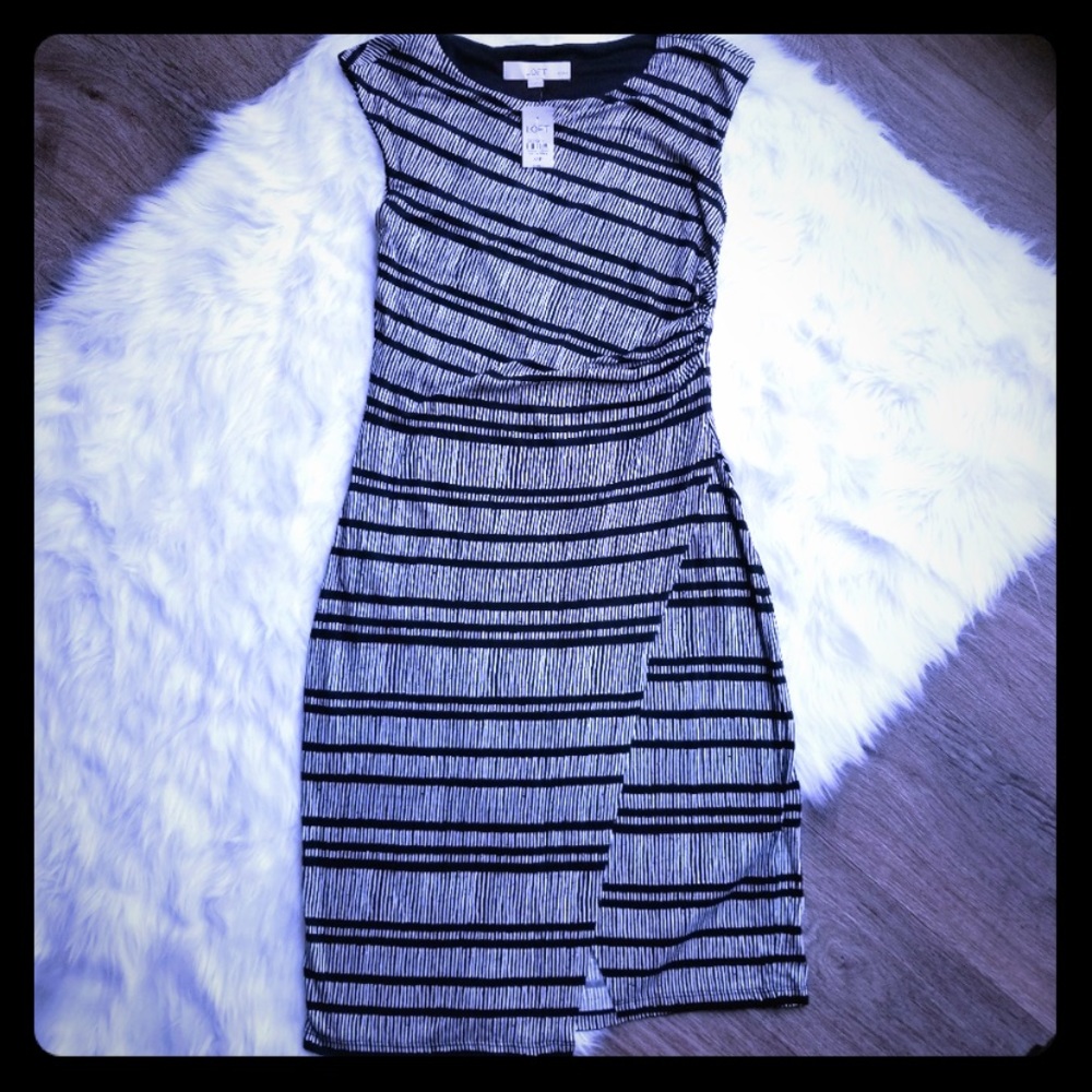 LOFT | Black + White Stripy Dress